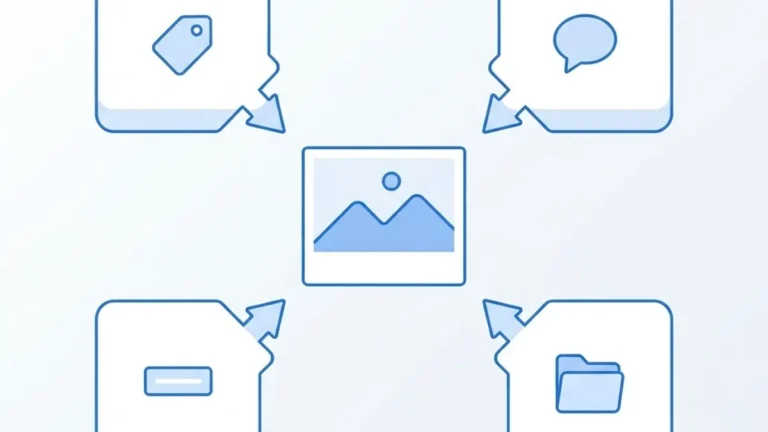 Diagram illustrating the differences between alt text, title text, captions, and file names in HTML code.